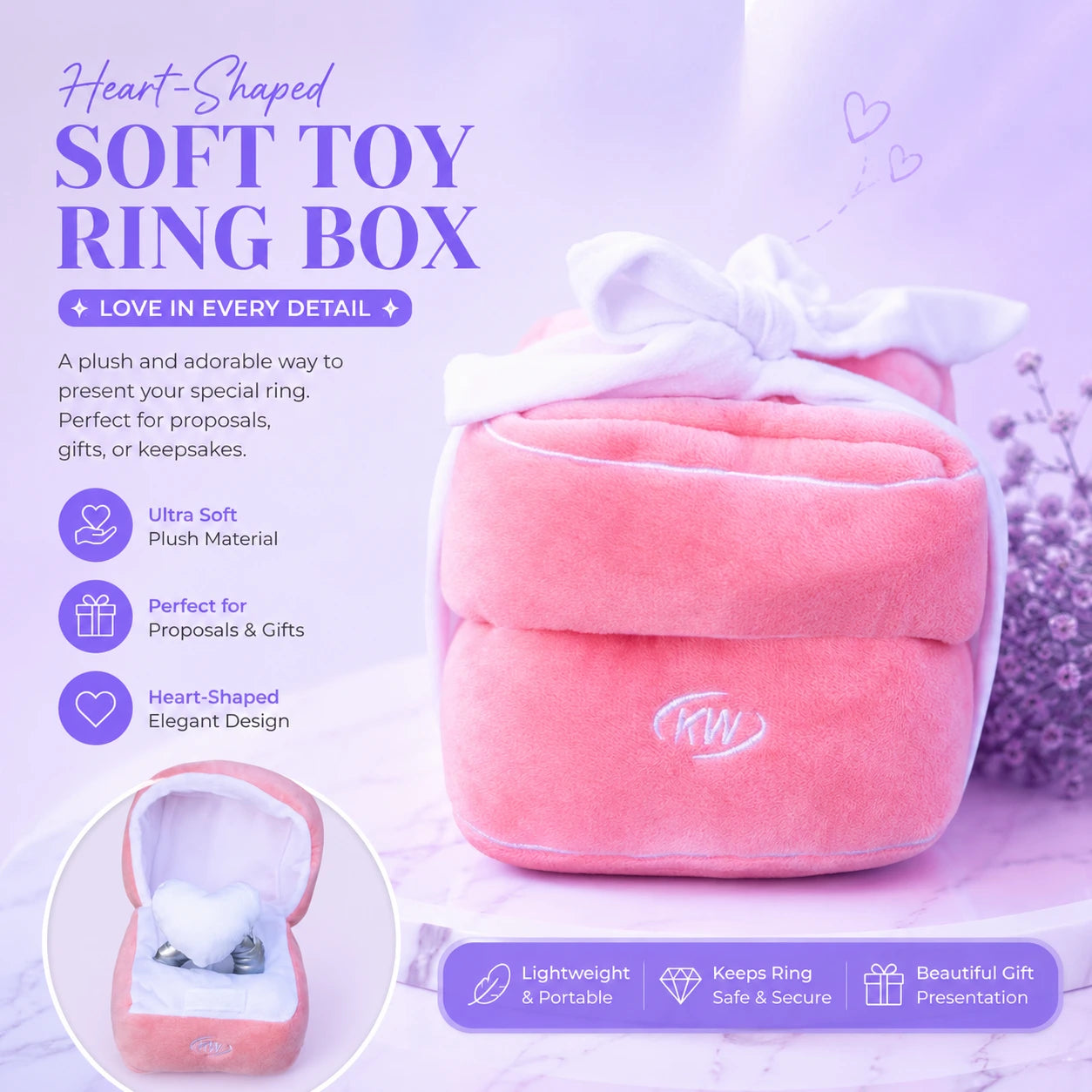 Plush Ring Box Set(with a red actual ring inside)