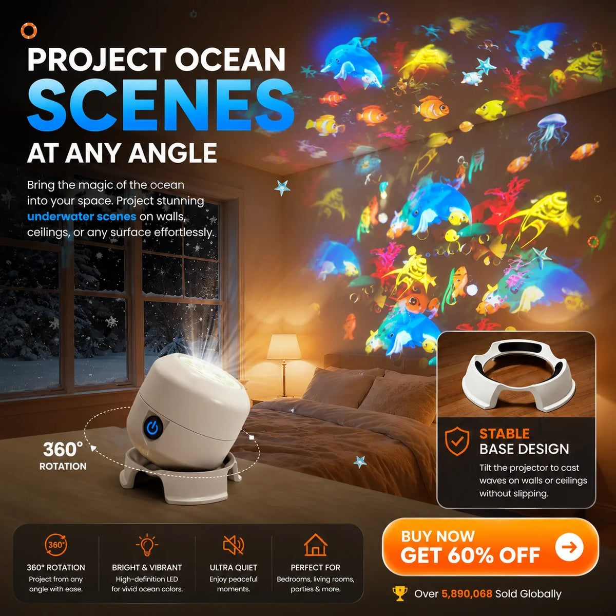 🔥60%OFF - AquaWorld™ Ocean Night Light Projector