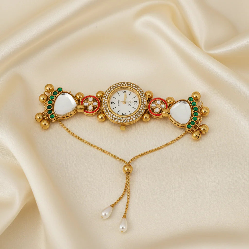 Traditional Kashmiri Round Dial Watch Bracelet for Women