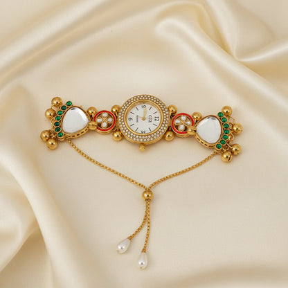 Traditional Kashmiri Round Dial Watch Bracelet for Women